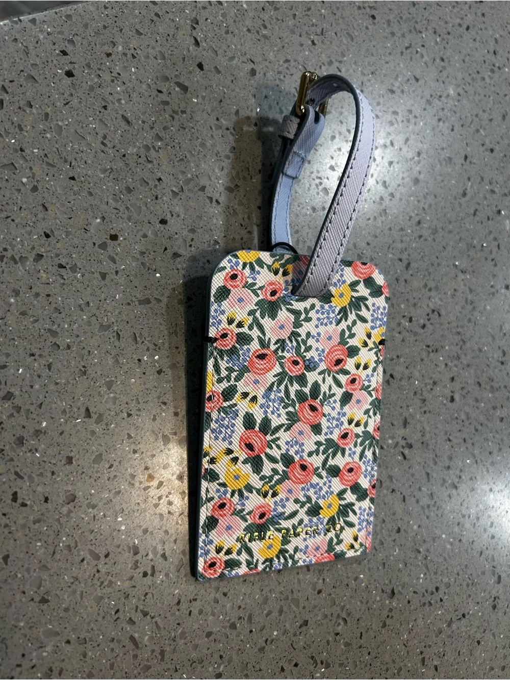 Rifle Paper Co. Floral Luggage Tag in Black, Red, Pink & Green